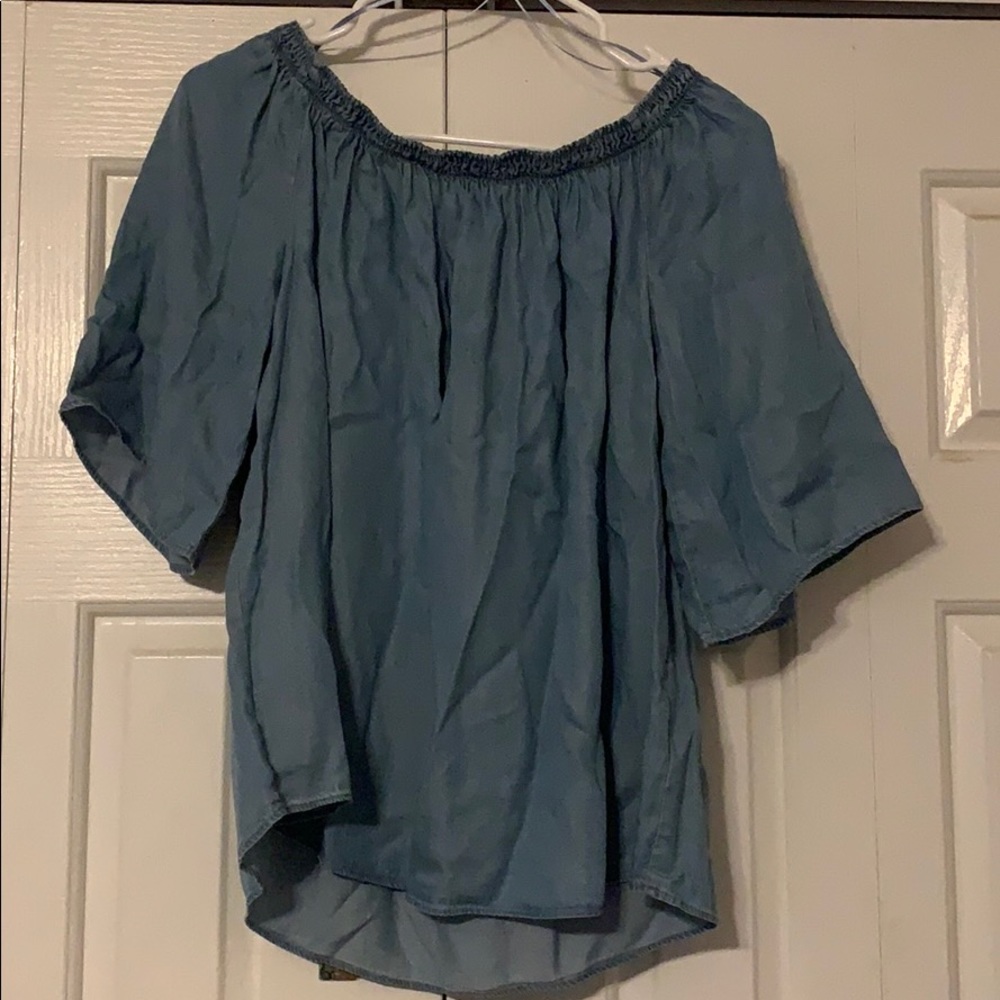 Blue Off-Shoulder Top